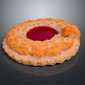 Golden Crust Pastry with Red Jam Filling Round Shape and Flaky Texture
