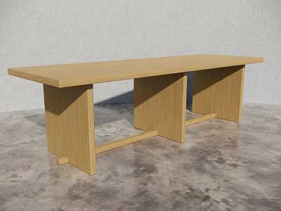 Wooden Outdoor Table With Rectangular Top And Simple Geometric Leg Design 3d model