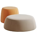 Modern Single Seater Sofa with Orange and Beige Round Upholstered Fabric Design