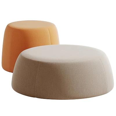 Modern Single Seater Sofa with Orange and Beige Round Upholstered Fabric Design 3d model