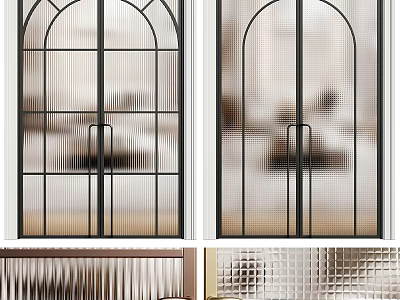 Modern Double Doors Design With Glass Panels And Interior Decorative Elements 3d model