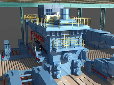 Industrial Equipment With Multi Level Platforms And Yellow Safety Railings 3d model