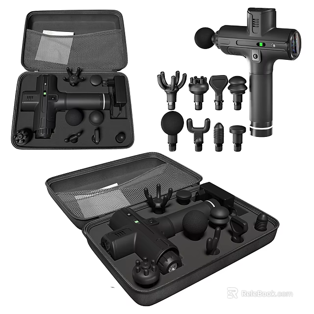 Professional Massage Gun Set With Multiple Massage Heads And Storage Case 3d model 
