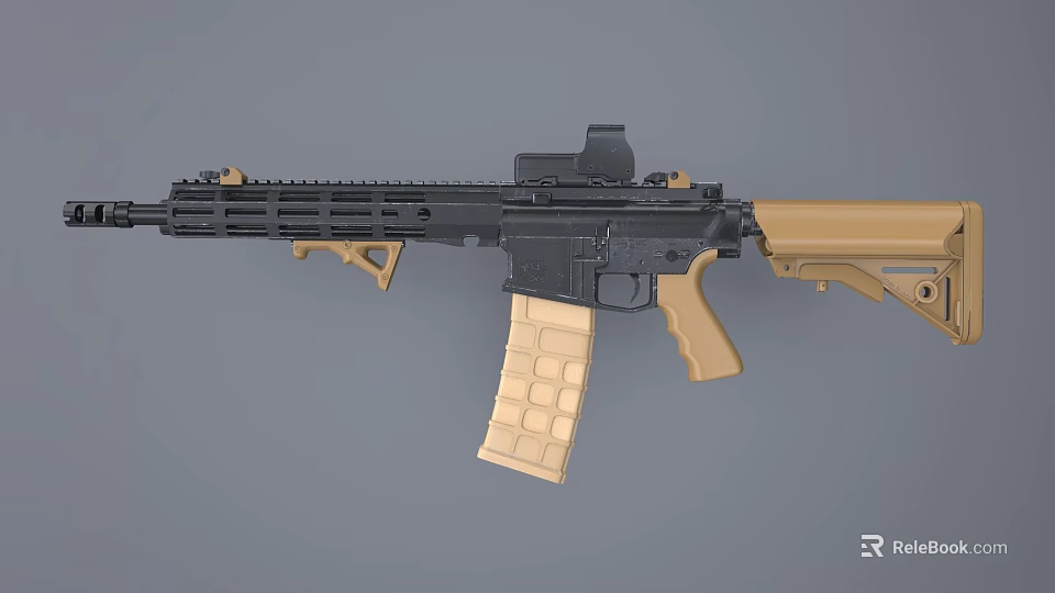 Modern Tactical Rifle With Black Handguard Tan Grip Scope And Detachable Magazine 3d model 