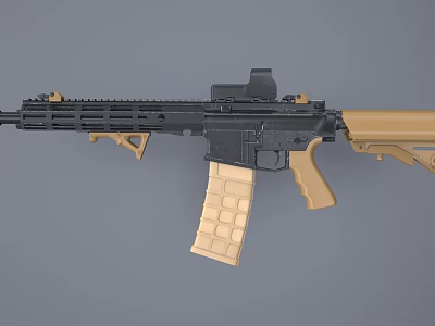 Modern Tactical Rifle With Black Handguard Tan Grip Scope And Detachable Magazine 3d model
