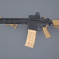 Modern Tactical Rifle With Black Handguard Tan Grip Scope And Detachable Magazine