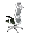 Ergonomic Office Chair With Gray Mesh Backrest Green Seat Black Armrests Silver Base And Wheels