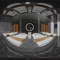 Modern SPA Sauna Room With Comfortable Beds Large Screen TV And Green Wall