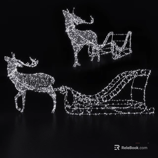 Festive Reindeer and Sleigh Shaped Outdoor Lights for Christmas Decoration 3d model 
