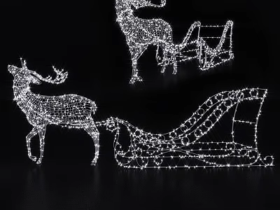 Festive Reindeer and Sleigh Shaped Outdoor Lights for Christmas Decoration 3d model