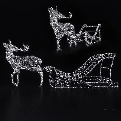 Festive Reindeer and Sleigh Shaped Outdoor Lights for Christmas Decoration 3d model