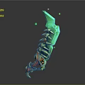3D Rendered Green Spiked Blade Weapon With Decorative Red Accents And Glowing Green Points