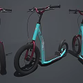 Turquoise Sports Equipment Scooter With Red Frame Black Wheels And Modern Design