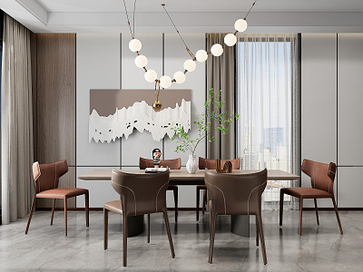 Modern Dining Table and Chair Combination Home Chandelier Wall Decoration Hanging Painting model