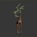 Giraffe Game Movie Character Eating Green Leafy Branch In Animated Scene