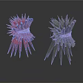 Colorful Spiked Fantasy Creatures As Mythical Characters With Red Blue And Green Features