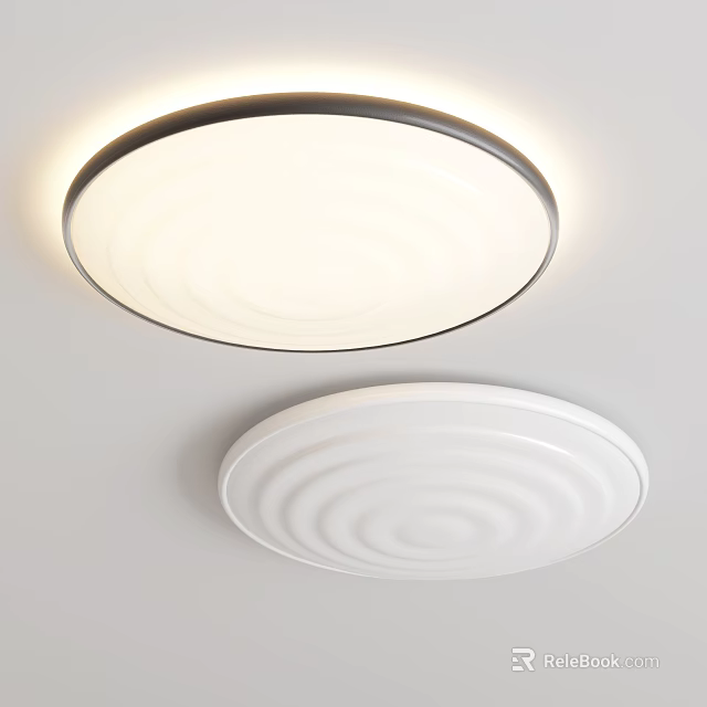 Modern Ceiling Lights with Metallic Frame and Illuminated Surface and White Textured Design for Interior 3d model