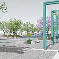 Modern Square Tree Square 3d model