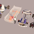 Car Chassis Decomposed Models Showing Various Mechanical Components And Structure 3d model