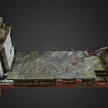 Rusted Red And White Yacht Model With Vintage Hull Deck And Upper Structure