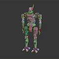 Detailed Blue Metallic Robot With Mechanical Joints Standing On Dark Background