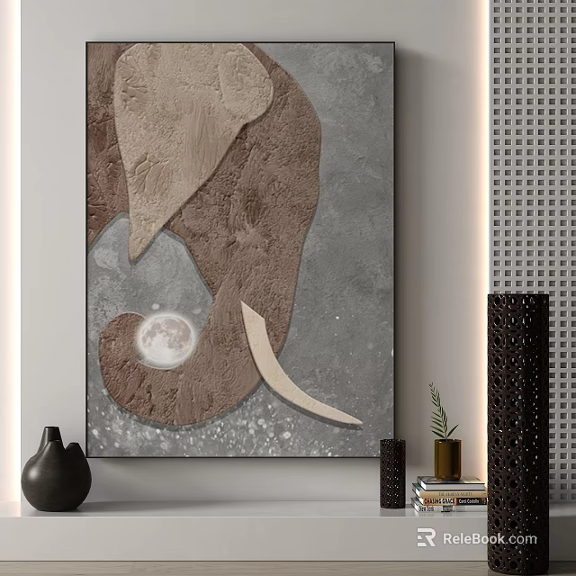 Textured Elephant Painting for Modern Interior Decor 3d model