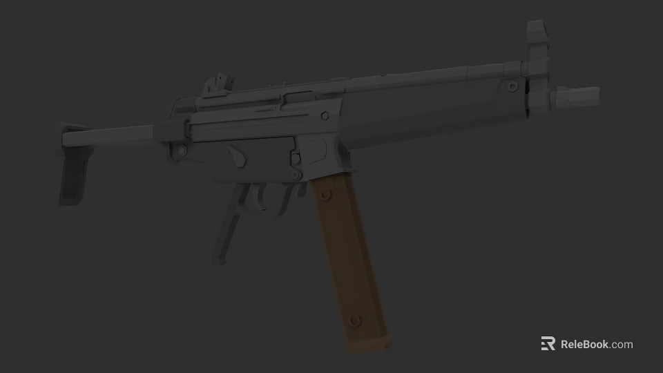 Vintage Submachine Gun With Wooden Grip And Detailed Metal Structure 3d model 