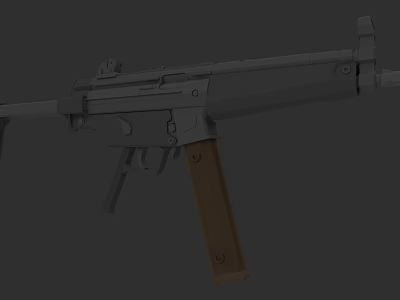 Vintage Submachine Gun With Wooden Grip And Detailed Metal Structure 3d model