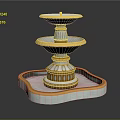 Elegant Garden Ornament Three Tiered Fountain With Square Base And Gold White Decoration