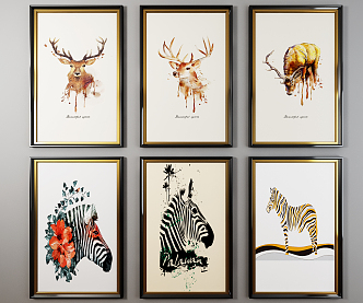 Modern Animal Painting Decorative Painting 3d model