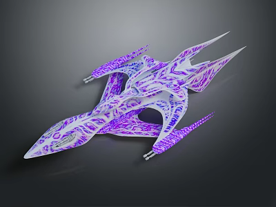 Futuristic Purple And White Spacecraft With Intricate Patterns For Space Exploration 3d model