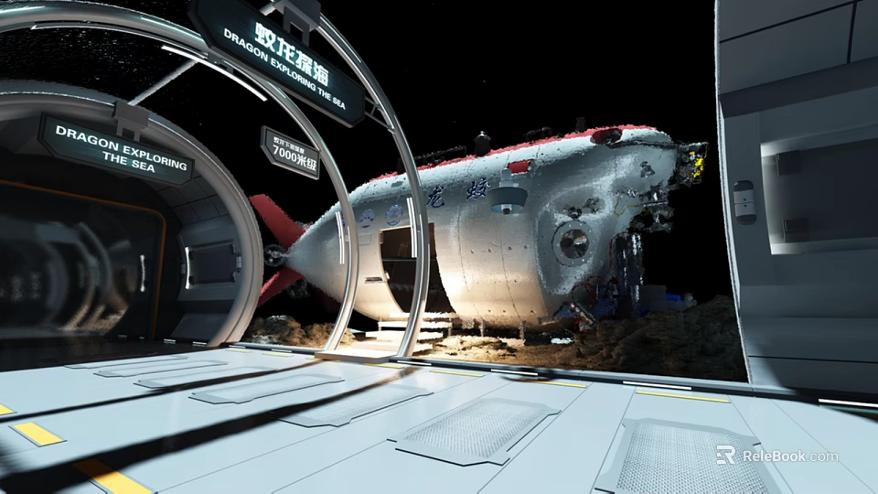 Futuristic Space Station Module Interior With Metallic Structure And Scientific Equipment 3d model 