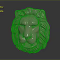 Lion Head Sculpture Artwork With Detailed Mane And Expressive Facial Features