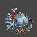 Festive Winter Scene with Igloo Snow Trees Snowmen Polar Bear and Characters