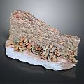 Rock Formation Decorative Scene With Small Figurines On Stone Base 3d model