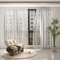 Modern Balcony Lazy Sofa Window Screen Curtain 3d model