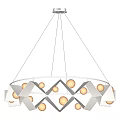 Modern Geometric Chandelier With Circular Frame Triangle Elements And Light Bulbs 3d model