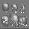 Futuristic Sci Fi Mechanical Helmets 3D Rendered With Various Detailed Designs 3d model
