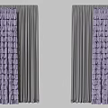 Gray And Purple Ruffled Curtains With Stylish Decorative Design For Home Window Decor