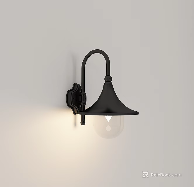Black Modern Wall Sconce With Metal Shade And Indoor Wall Lighting Design 3d model 