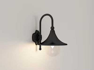 Black Modern Wall Sconce With Metal Shade And Indoor Wall Lighting Design 3d model