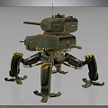Mechanical Tank Creature Featuring Multi Legged Structure Rusty Green Coat And Yellow Black Stripes 3d model
