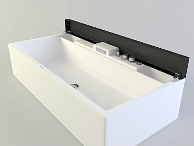 Sleek White Freestanding Bathtub With Black Backrest And Silver Faucet Fixtures 3d model