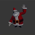 Jolly Santa Claus In Red Costume With White Beard Waving Hand On Black Surface