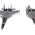 Two Military Fighter Jets With Twin Engines Weapon Systems And Detailed Design