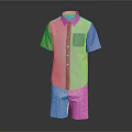 Light Purple Short Sleeve Shirt With Beige Casual Shorts Outfit