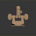 Copper Colored Multiple Barrel Naval Defense Weapon With Cylindrical Component And Stable Base