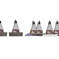 Decorative Glass Bottles With Liquid On Stone Base And Metal Tray Set