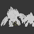 Fantasy Character Battling Rock And Crystal Monsters With Spiked Bodies And Glowing Eyes