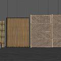 Bamboo And Wooden Room Dividers With Vertical Strips And Grid Patterns For Home Interior Decor